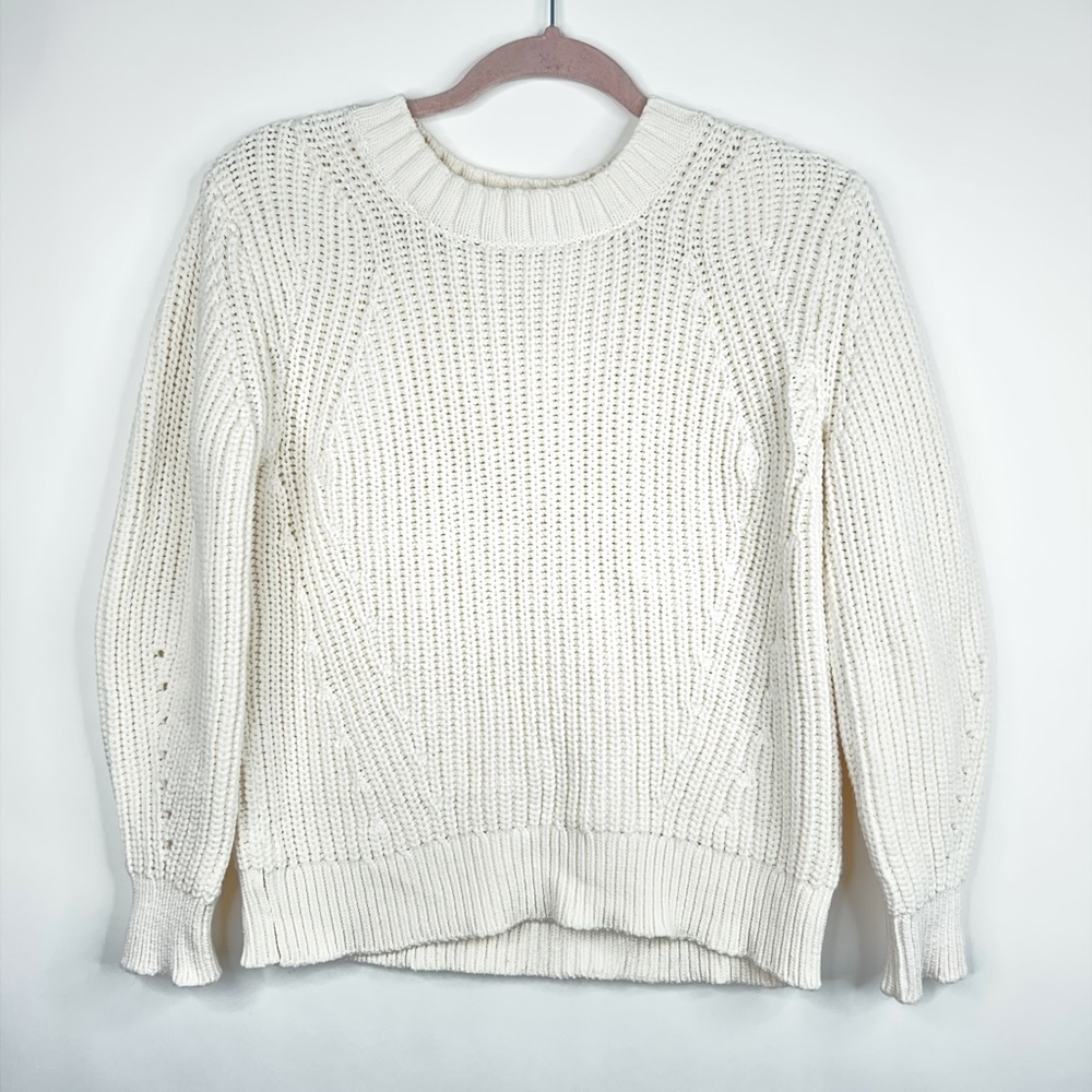 Everlane Texture Cotton Crew Sweater Ivory White Cream Neutral Size Small